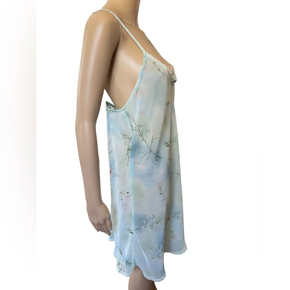Secret Treasures Vintage Y2K Blue Green Fairy Ethereal Dreamy Floral Sip Dress - Picture 3 of 7